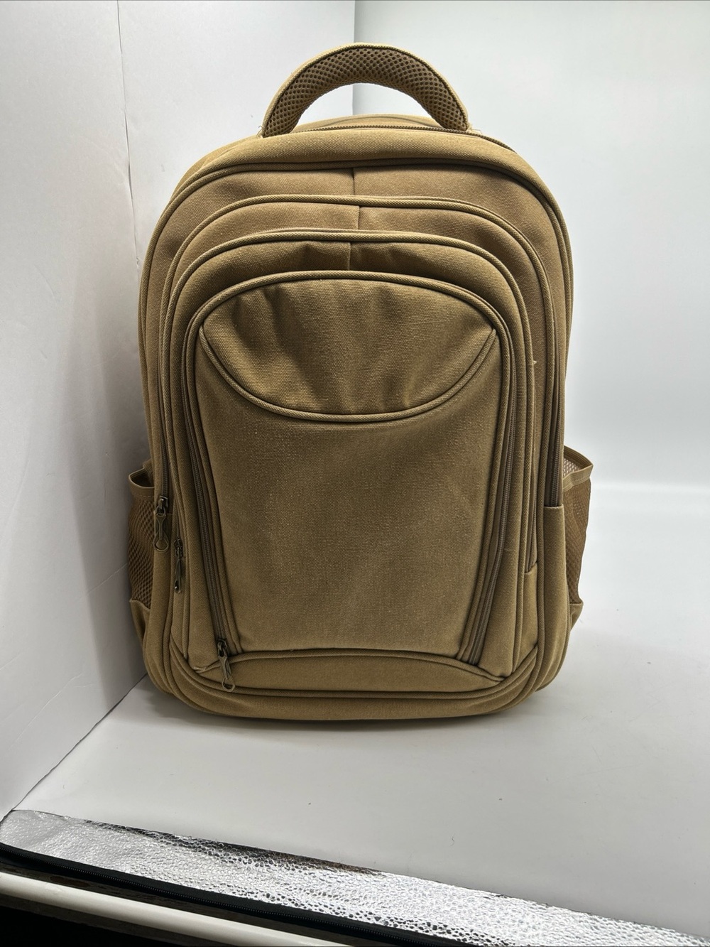 Lucky 7 Durable Tan Men's Backpack with Multiple Compartments Made in the USA